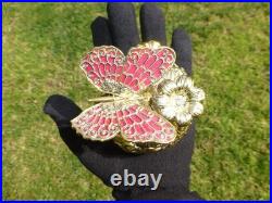 Vintage Music Box Gold Tone Metal Butterfly Musical Automaton Mechanical Wind