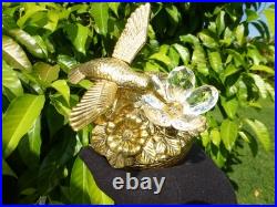 Vintage Music Box Hummingbird Musical Automaton Gold Tone Metal Case