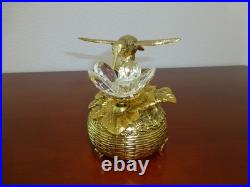 Vintage Music Box Hummingbird Musical Automaton Gold Tone Metal Case