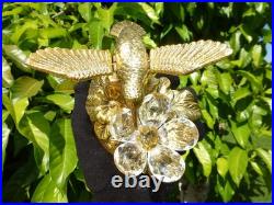 Vintage Music Box Hummingbird Musical Automaton Gold Tone Metal Case