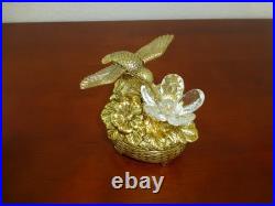 Vintage Music Box Hummingbird Musical Automaton Gold Tone Metal Case