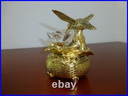 Vintage Music Box Hummingbird Musical Automaton Gold Tone Metal Case