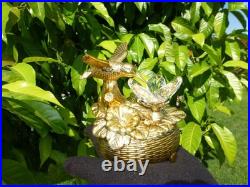Vintage Music Box Hummingbird Musical Automaton Gold Tone Metal Case