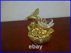 Vintage Music Box Hummingbird Musical Automaton Gold Tone Metal Case