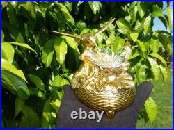Vintage Music Box Hummingbird Musical Automaton Gold Tone Metal Case