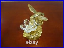 Vintage Music Box Hummingbird Musical Automaton Gold Tone Metal Case