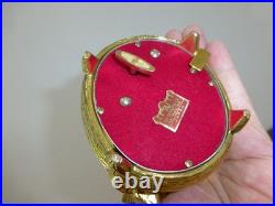 Vintage Music Box Hummingbird Musical Automaton Gold Tone Metal Case
