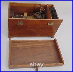 Vintage Music Box Switzerland Swiss with10 Metal Song Discs Inlay Wood Working