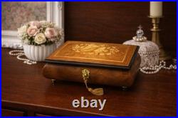 Vintage Music Box with Lock Trinket Storage 8x5x3 Jewelry Box Italian B1