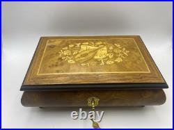 Vintage Music Box with Lock Trinket Storage 8x5x3 Jewelry Box Italian B1