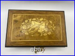 Vintage Music Box with Lock Trinket Storage 8x5x3 Jewelry Box Italian B1