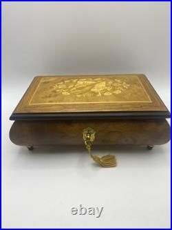 Vintage Music Box with Lock Trinket Storage 8x5x3 Jewelry Box Italian B1