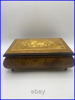 Vintage Music Box with Lock Trinket Storage 8x5x3 Jewelry Box Italian B1