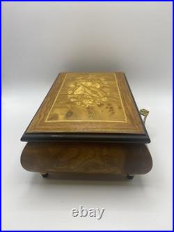 Vintage Music Box with Lock Trinket Storage 8x5x3 Jewelry Box Italian B1