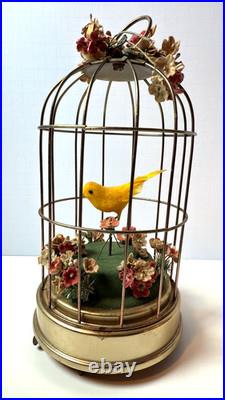Vintage Musical Bird Cage Automaton Japan Wind Up Music Box 9 in Tested Works