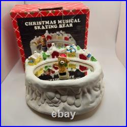 Vintage Musical Ice Skating Bear on Pond Original Box-Works