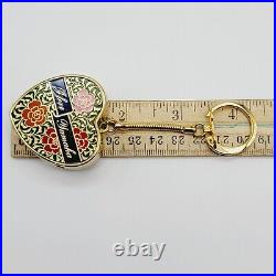 Vintage NOS Enamel Heart Keychain Locket Miniature Music Box I Love Yamaha Swan