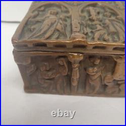 Vintage Pompeian Bronze Company Gothic Medieval Casket Box