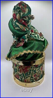 Vintage Porcelain Harlequin Jester Clown/Doll In A Drum Animated Music Box