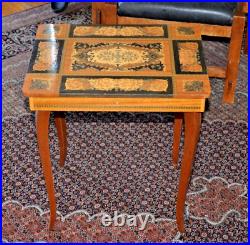 Vintage'RARE' Italian Satinwood Inlaid Marquetry REUGE Music Box Side Table