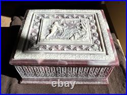 Vintage REUGE INCOLAY Red Stone Music Box Jewelry Trinket Box Crafted In USA