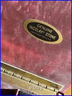 Vintage REUGE INCOLAY Red Stone Music Box Jewelry Trinket Box Crafted In USA