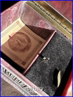 Vintage REUGE INCOLAY Red Stone Music Box Jewelry Trinket Box Crafted In USA