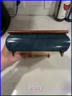 Vintage REUGE Italian Jewelry Music Box Floral Inlaid Wood Plays Misty Works