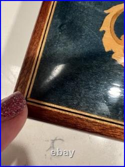 Vintage REUGE Italian Jewelry Music Box Floral Inlaid Wood Plays Misty Works