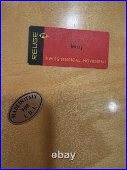 Vintage REUGE Italian Jewelry Music Box Floral Inlaid Wood Plays Misty Works