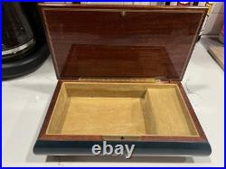 Vintage REUGE Italian Jewelry Music Box Floral Inlaid Wood Plays Misty Works