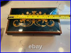 Vintage REUGE Italian Jewelry Music Box Floral Inlaid Wood Plays Misty Works