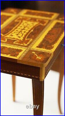 Vintage REUGE Jewelry/Music Box Table Inlaid Wood Italy WORKS