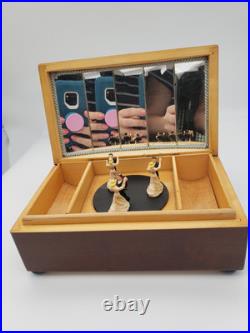 Vintage REUGE Music Box Art DECO Dancing Couples Cigarette Humidor Jewelry c1950