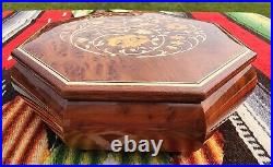 Vintage REUGE SWISS Music Box with Inlay Flowers Jewelry Box Sorrento Italy