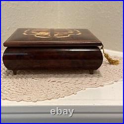Vintage REUGE Swiss Musical Movement Jewelry Box Plays Edelweiss Key Included