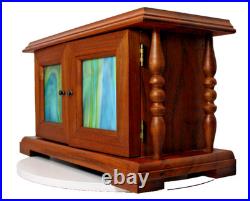 Vintage Rare THORENS AD30 Swiss Music Box, 9 Disc, 2 Stained Glass Doors, Works