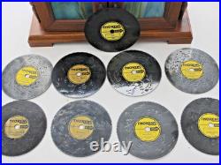 Vintage Rare THORENS AD30 Swiss Music Box, 9 Disc, 2 Stained Glass Doors, Works