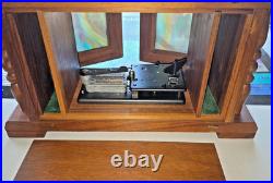 Vintage Rare THORENS AD30 Swiss Music Box, 9 Disc, 2 Stained Glass Doors, Works