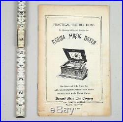Vintage Regina Music Boxes Bernard Music Box Co. Instructions Manual 1890s