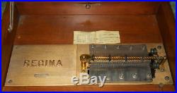 Vintage Regina Porter 15 1/2 Comb Music Box & 8 Brass/bronze Discs