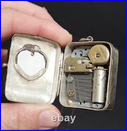 Vintage Reo Sterling Heart Shape Music Box Locket Works