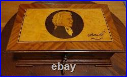 Vintage Reuge 35349 Switzerland Mozart Inlaid Portrait Music Box 72/3