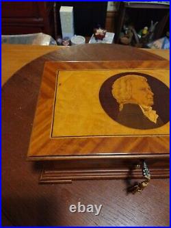 Vintage Reuge 35349 Switzerland Mozart Inlaid Portrait Music Box 72/3