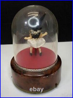 Vintage Reuge Au Clair De La Luna Dancing Ballerina Music Box Dome Tested