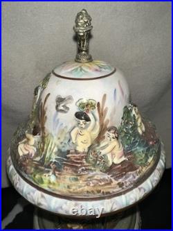 Vintage Reuge Capodimonte Italy Cherub Music Carousel Cigarette/Lipstick Holder