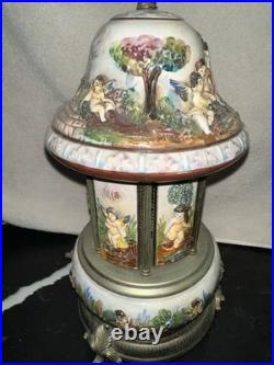 Vintage Reuge Capodimonte Italy Cherub Music Carousel Cigarette/Lipstick Holder