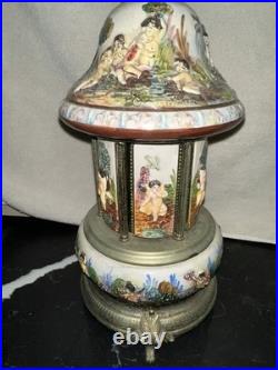 Vintage Reuge Capodimonte Italy Cherub Music Carousel Cigarette/Lipstick Holder