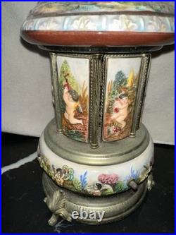 Vintage Reuge Capodimonte Italy Cherub Music Carousel Cigarette/Lipstick Holder