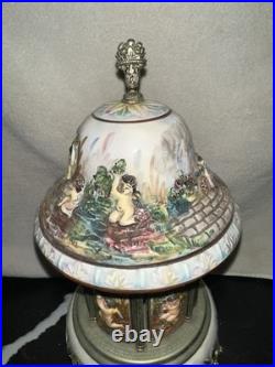 Vintage Reuge Capodimonte Italy Cherub Music Carousel Cigarette/Lipstick Holder